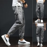 秋冬厚款男士牛仔裤男宽松弹力工装休闲学生韩版潮流青少年束脚裤