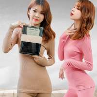 秋冬女装新款小熊保暖秋衣秋裤套装发热针织条纹打底衫女学生内搭