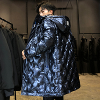 亮面轻薄羽绒服男中长款韩版学生冬季加厚2019新款男装白鸭绒外套