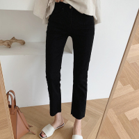 黑色牛仔裤女直筒裤宽松2020新款秋装高腰百搭显瘦八分烟管九分裤