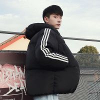 冬季三杠棉衣男士韩版青少年加厚面包服bf原宿风连帽棉袄学生服潮