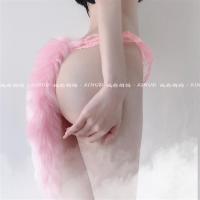 做你的猫:蜜桃软妹性感狐狸尾巴t型裤蕾丝开档珍珠内裤女丁字裤