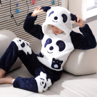 儿童睡衣冬季法兰绒男童加厚珊瑚绒男孩中大童小孩冬天家居服套装