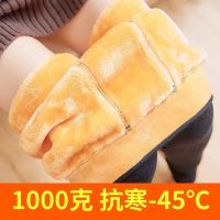 打底保暖棉裤女加绒加厚秋冬季高腰护腰特厚羊羔绒黑色一体裤子女