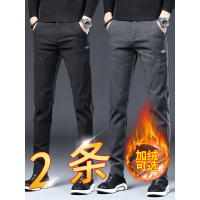 2020新款加绒裤子男潮流百搭宽松直筒秋冬季加厚男士休闲长裤秋季