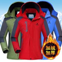 秋冬加绒加厚冲锋衣男女户外休闲棉服登山服外套情侣保暖棉衣袄子