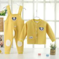 婴儿春秋加绒保暖背带裤套装男女童保暖内衣宝宝护肚加厚儿童外穿