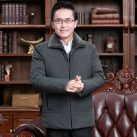 爸爸冬装外套加绒加厚父亲棉衣中老年男翻领短款棉袄爷爷棉服袄子