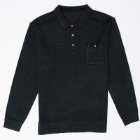 高档牌中老年人翻领毛衣男加绒加厚针织衫爷爷爸爸装宽松保暖