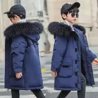 儿童羽绒服男童中长款韩版加厚冬装外套男孩中大童白鸭绒连帽童装