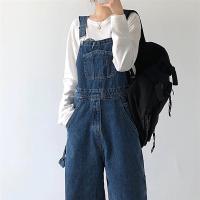 牛仔背带裤女韩版宽松2020流行古着小个子显腿长阔腿长裤夏季薄款