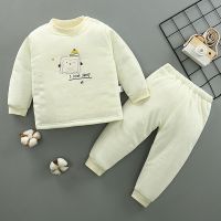 宝宝三层加厚夹棉保暖内衣儿童婴儿纯棉高领套装男童女童幼儿冬装