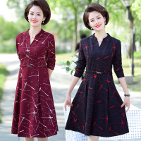 中老年女装中长款连衣裙秋装打底衫长袖中年妈妈装宽松大码t洋气