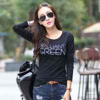 95%棉长袖t恤女2020春秋装新款女装上衣体恤韩版修身女士打底衫