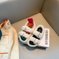 鞋大师皮毛一体毛毛女外穿网红欧洲站秋冬时尚松糕厚底凉鞋