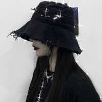 ins山本暗黑系大帽檐渔夫帽嘻哈百搭遮阳盆帽男女帆布帽子