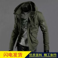 男士薄款外套2020春秋新款韩版军绿工装休闲加绒冬衣服纯棉夹克衫