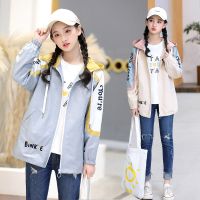 秋季风衣少女孩新款中长款初中生休闲外套女韩版春秋宽松高中学生