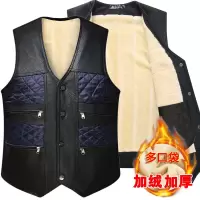 中老年男士加绒加厚皮马甲冬季宽松大码棉马甲保暖坎肩