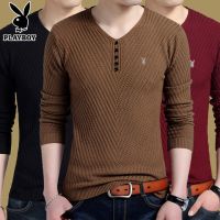 免费退换春秋薄款秋冬男士v领长袖t恤针织衫毛衣潮流男装