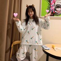 睡衣女ins风春秋季可爱女生网红套装款韩版甜美冬天海岛绒家居服