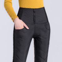 羽绒裤女外穿冬季高腰双面加厚羽绒棉裤女显瘦小脚铅笔裤女保暖裤