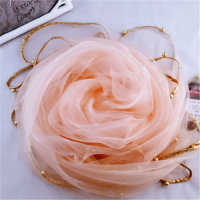 丝巾围巾披肩沙滩巾纱巾女欧根纱钉珠艾依莲春夏秋高档女士广场舞