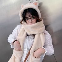 帽子女秋冬季甜美可爱冬天毛绒围巾一体韩版护耳保暖手套三件套潮