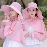帽子女士夏天大帽檐防晒遮阳帽遮脸防紫外线采茶帽户外骑车太阳帽
