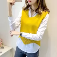 新打底外穿坎肩女套头马甲毛线背心无袖针织短款毛衣