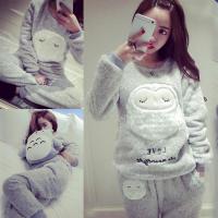 珊瑚绒法兰绒睡衣女冬学生韩版可爱秋冬季加厚加绒家居服冬天套装