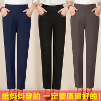 妈妈裤子秋装长裤春秋款弹力加厚外穿中年老年人女宽松婆婆直筒裤