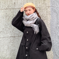 胖花风衣外套女秋季新款韩版宽松显瘦胖mm中长款过膝立领冲锋衣bf