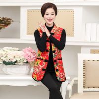 中老年装秋冬装棉马甲女中年人妈妈装唐装马夹女士中长款背心棉衣