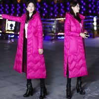 新版白鹅绒中国风民族风羽绒服女加长款过膝宽松复古盘扣外套