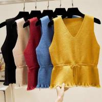 2020秋冬新款潮短款毛衣马甲女上衣无袖针织外穿背心宽松v领马夹
