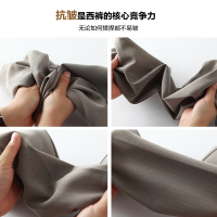 免烫弹力西装裤女高腰显瘦烟管裤春秋直筒休闲裤黑色抗皱西裤