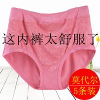 3/5条大码莫代尔内裤女纯棉裆胖mm200斤中高腰中老年妈妈三角