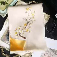 真丝围巾女春秋季百搭苏绣旗袍披肩外搭中年妈妈款刺绣桑蚕丝丝巾