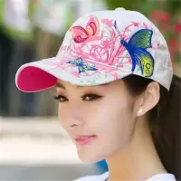 蝴蝶刺绣帽子夏季女士棒球帽韩版潮户外嘻哈太阳帽鸭舌夏天遮阳帽