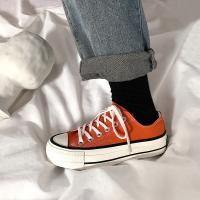 万年百搭橘色厚底增高帆布鞋女1970复刻原宿ins小白鞋潮