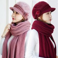 冬季新款时尚女帽子套装中年妈妈保暖逛街鸭舌帽