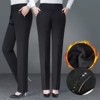 中年妈妈裤子冬装长裤秋冬季老人直筒外穿宽松加绒加厚中老年女裤