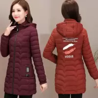 轻薄棉衣女中长款老年修身大码棉服气质妈妈装外套棉袄