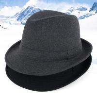 帽子男春秋天毛呢礼帽帽子中老年人男士爵士帽冬天老人帽绅士帽子