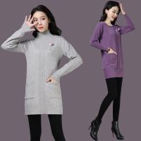 秋冬新款中长款宽松韩版针织套头毛衣半高领圆领毛衣裙