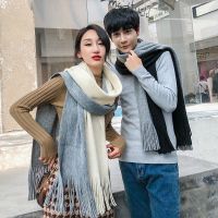 围巾女韩版学生情侣围巾男加厚秋冬季拼色软妹围巾保暖男士围脖女