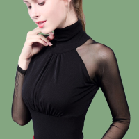 2020春季新款高领气质修身网纱打底衫女显瘦弹力网纱长袖t恤女