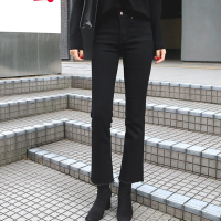 黑色牛仔裤女九分高腰2020新款秋装阔腿宽松显瘦ulzzang微喇叭裤