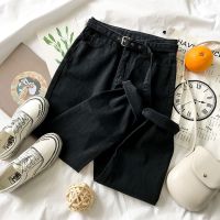 牛仔裤子女宽松显瘦韩版学生哈伦裤2020春夏新款黑色高腰阔腿裤